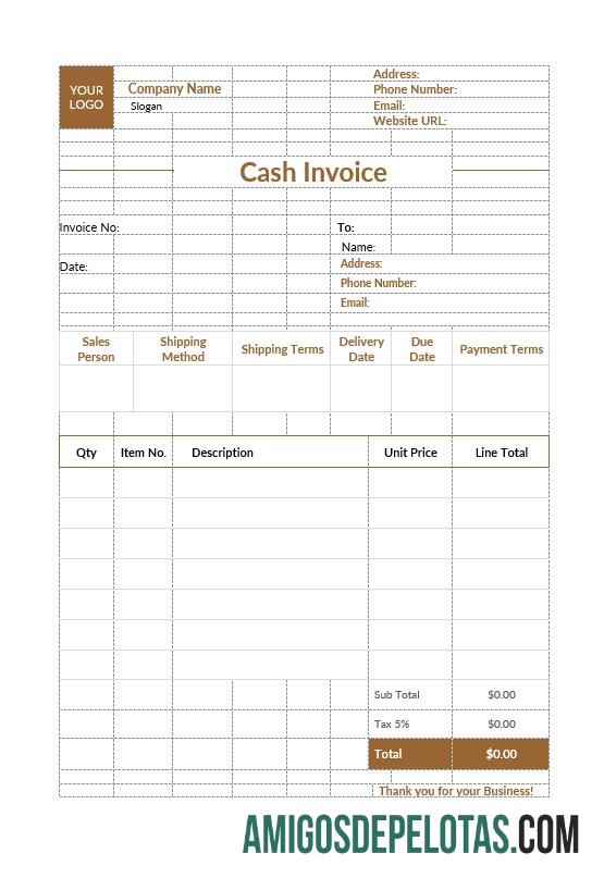 para download Modelo de fatura em dinheiro